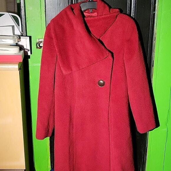 Saks Fifth Avenue Alpaca and Wool Red Coat - Picture 8 of 12